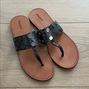Hammitt Leather Studded Black and Tan Women's Sandals